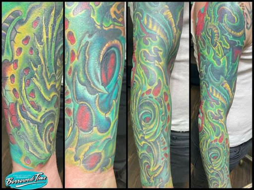 Explore chrome tattoo ideas, creative tattoo ideas in Mckinney, available at Borrowed Time Fine Art Gallery Tattoo Shop