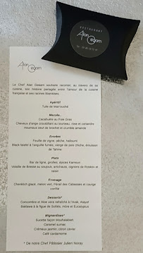 Menu / carte de Restaurant Alan Geaam à Paris