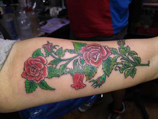 Explore super mario tattoo ideas, creative tattoo ideas in Fort Worth, available at Randy Adams Tattoo Studio