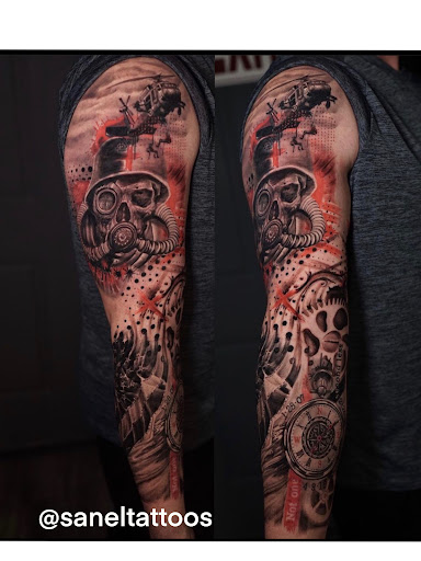 Explore cross sleeve tattoo ideas, creative tattoo ideas in North Brunswick, available at Orpheus Tattoo Studio