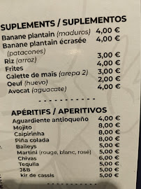 Restaurant latino-américain El Cafetal à Boulogne-Billancourt (le menu)