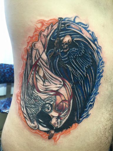 Explore banjo tattoo ideas, creative tattoo ideas in Muncie, available at The Tattoo Studio