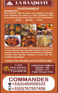 La Raajmati à Châteauneuf-Grasse menu