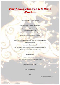 Auberge de la Reine Blanche à Paris menu