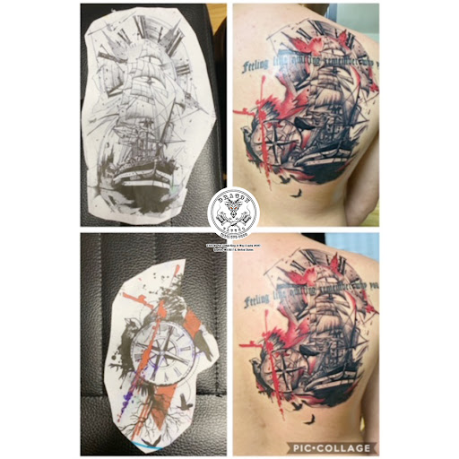 Explore blacked out tattoo ideas, creative tattoo ideas in Seattle, available at Dragon Tattoo