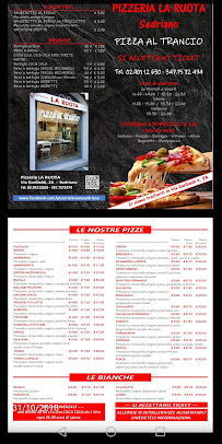 Menu / carte de La Ruota à Sedriano