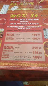 Wok 86 à Gond-Pontouvre menu