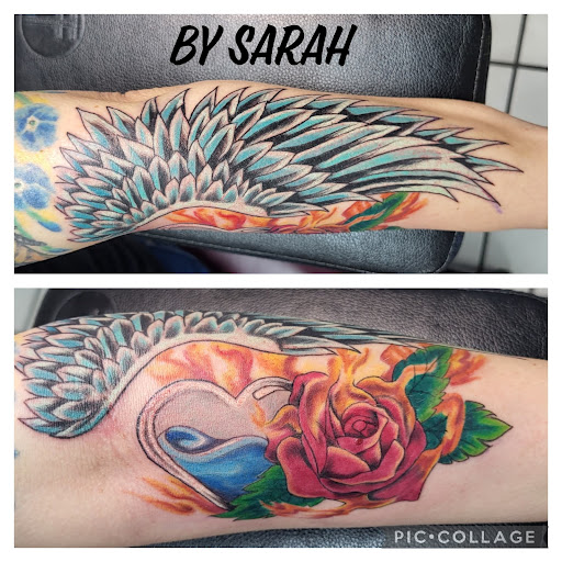 Explore butterfly leg tattoo ideas, creative tattoo ideas in Grand Ledge, available at Van Gogh Tattoos