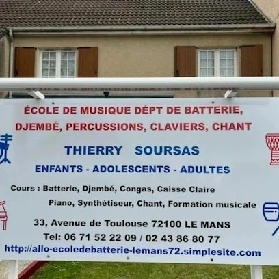 École de Batterie,Djembé, Percussions,claviers Thierry SOURSAS Le Mans