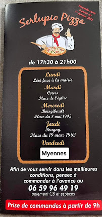 Menu / carte de Serlupio Pizza ( LE LUNDI ) à Léré