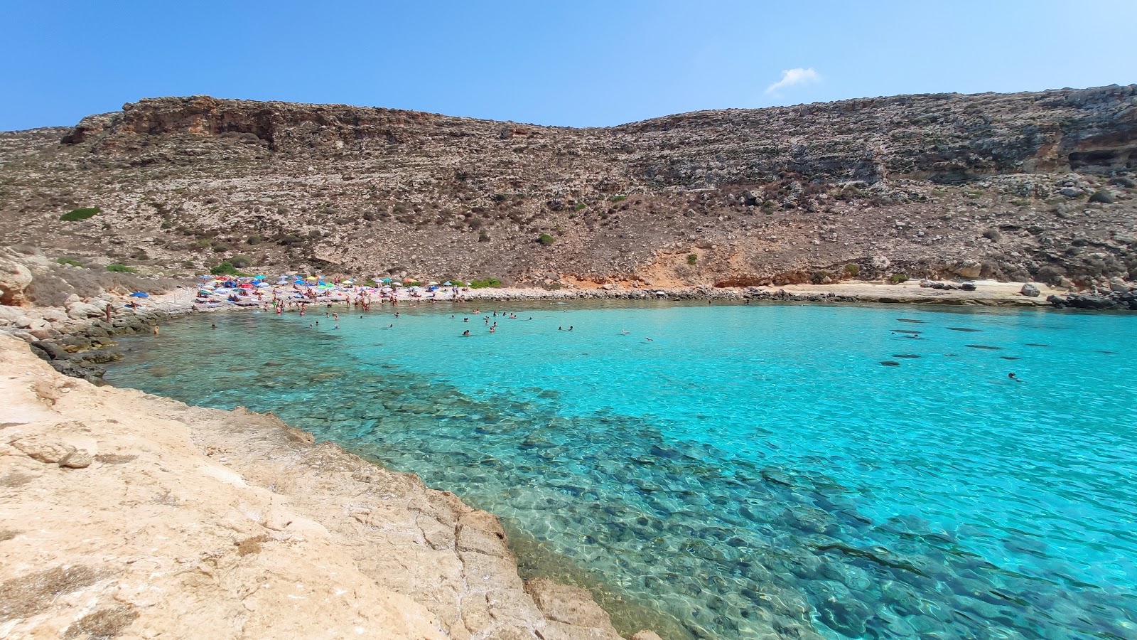 Foto di Spiaggia di cala Pulcino con una superficie del terreno roccioso