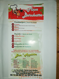 Carte du Pizza Barchetta à Volpajola