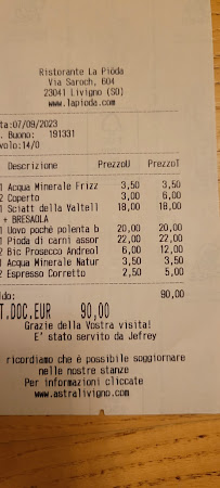 La Piöda à Livigno menu