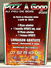 Menu / carte de Pizza gogo à Châteauneuf-le-Rouge