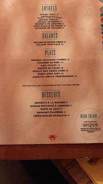 Touloulou à Lille menu