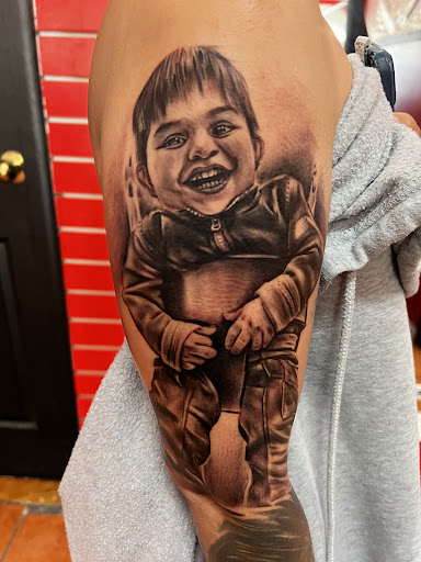 Explore leg sleeve tattoo ideas, creative tattoo ideas in El Paso, available at Estilo Firme Tattoo Co.