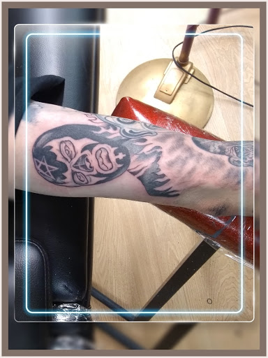 Explore memorial dog tattoo ideas, creative tattoo ideas in La Crosse, available at La Crosse Tattoo