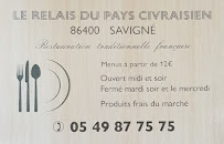 Menu / carte de Relais du Pays Civraisien à Savigné