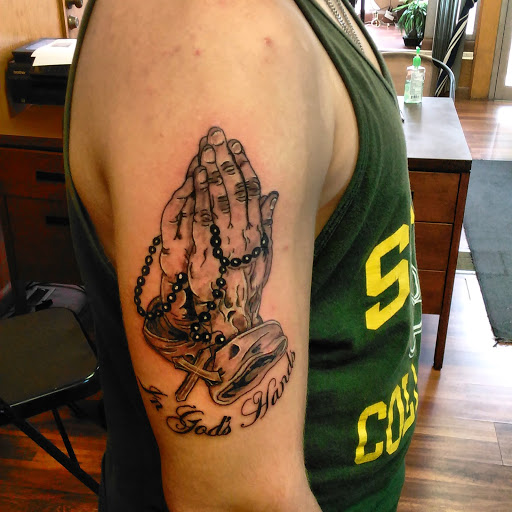 Explore coffee tattoo ideas, creative tattoo ideas in Hudson Falls, available at ALTERED ADDICTION TATTOOS