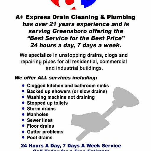 Plumber «A+ Express Drain Cleaning & Plumbing», reviews and photos, 4212 Romaine St, Greensboro, NC 27407, USA