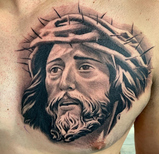 Explore chainsaw tattoo ideas, creative tattoo ideas in San Antonio, available at Firme Copias Tattoo Studio