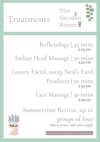 The Garden Room: Reflexology, Facials and Indian Head Massage - Colchester