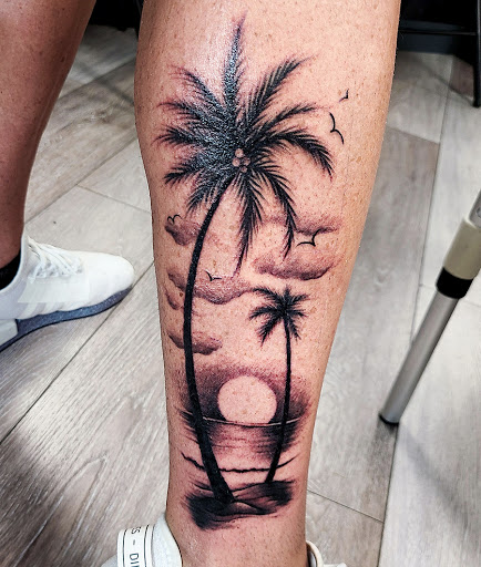 Explore calf tattoo ideas for guys, creative tattoo ideas in Nashville, available at Titan Tattoo