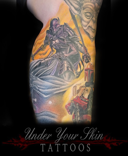 Explore animal tattoo sleeve ideas, creative tattoo ideas in Green Cove Springs, available at Under Your Skin Tattoos
