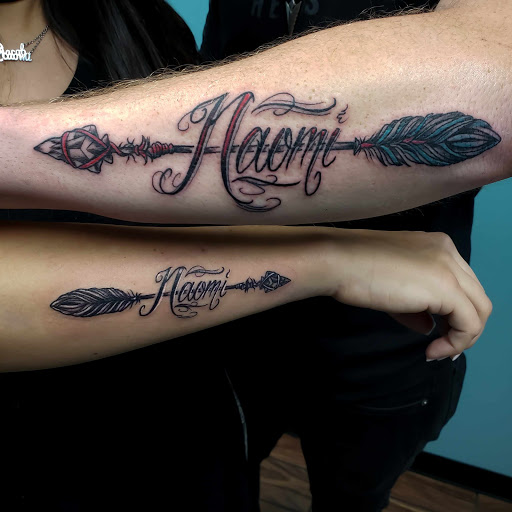 Explore female thigh tattoo ideas, creative tattoo ideas in Calhoun, available at A Sailors Grave Tattoo Parlor