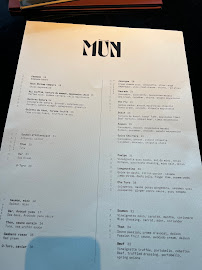 Restaurant de cuisine fusion asiatique Mun à Paris - menu / carte