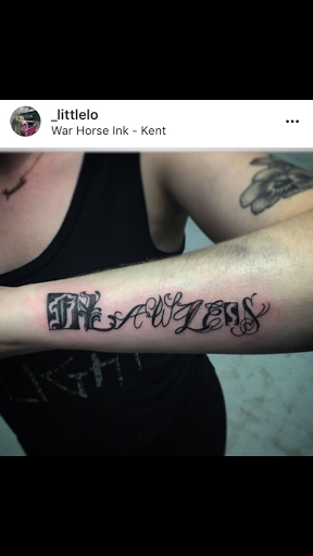 Explore dog bone tattoo ideas, creative tattoo ideas in Kent, available at War Horse Ink