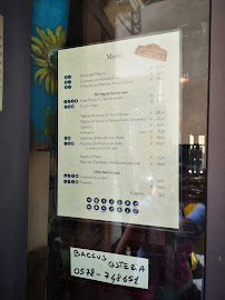 Menu / carte de Baccus L'Osteria à Pienza