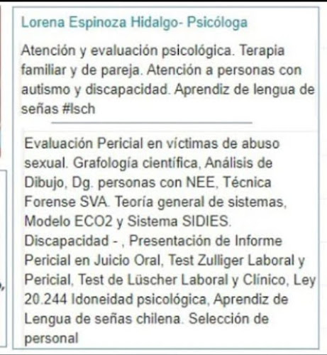 Opiniones de Consula Psicológica Online Lorena Espinoza H. en La Serena - Psiquiatra