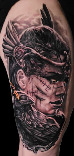 Explore cover up foot tattoo ideas, creative tattoo ideas in Columbia, available at Black Widow Tattoo