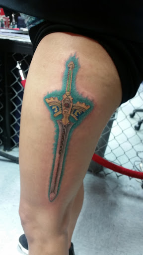 Explore chef knife tattoo ideas, creative tattoo ideas in Chicago, available at THE TAT CAVE