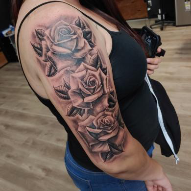 Explore thigh piece tattoo ideas, creative tattoo ideas in Apple Valley, available at 21st Vintage Tattoo