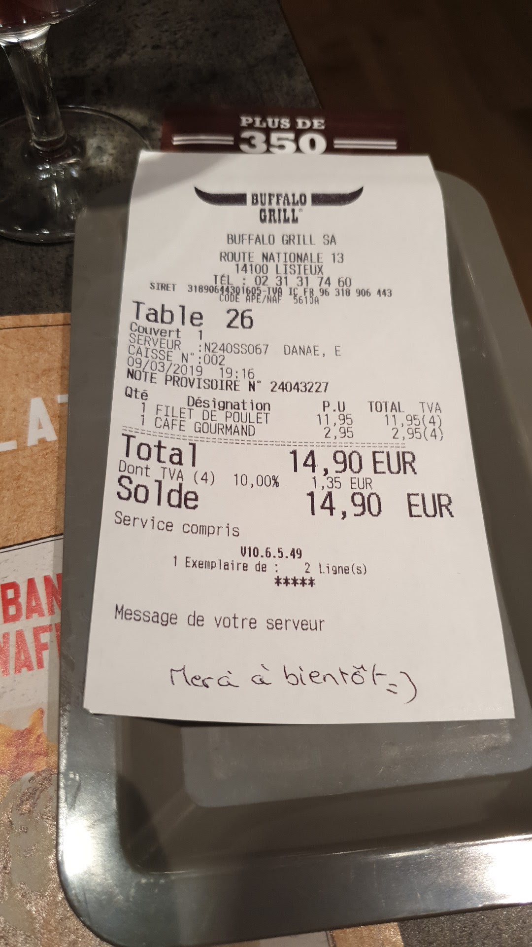 Photo n° 1 de l'avis de Bertrand.A fait le 09/03/2019 à 18:22