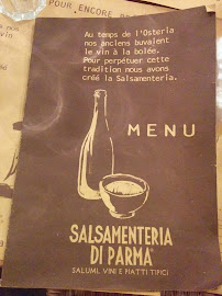 Salsamenteria di Parma à Paris menu