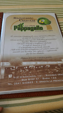 Pappagallo Ristorante Pizzeria à Riccione menu