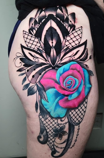 Explore crime scene tattoo ideas, creative tattoo ideas in Oklahoma City, available at Creative Tattoos