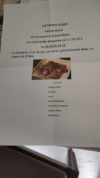 Menu / carte de La Ferme à JOJO à Belin-Béliet