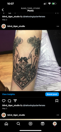 Explore tattoo outline ideas, creative tattoo ideas in Wellsburg, available at Blind Tiger Studio