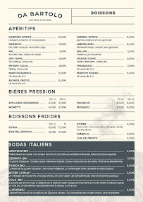 Osteria Pizzeria da Bartolo à Bordeaux menu