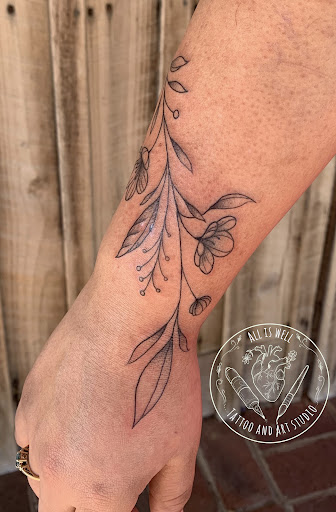 Explore bass clef tattoo ideas, creative tattoo ideas in Russellville, available at All Is Well Tattoo and Art Studio