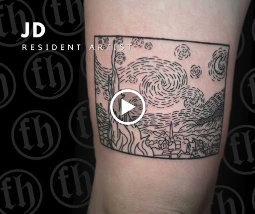 Explore black and white voodoo/ragdoll broken heart tattoo ideas, creative tattoo ideas in Kissimmee, available at Fallen Heroes Tattoo & Piercing (Florida)