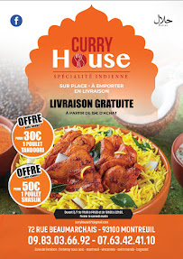 Restaurant indien halal CURRY HOUSE à Montreuil - menu / carte