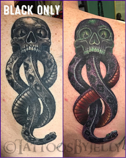 Explore ditch tattoo ideas, creative tattoo ideas in San Angelo, available at Jellys Surly Skull, LLC