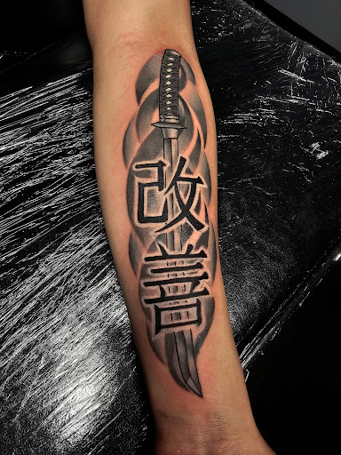 Explore female leg tattoo ideas, creative tattoo ideas in Arlington, available at The Chosen One Ink