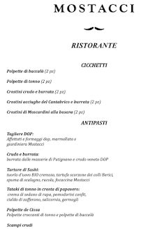 Restaurant MOSTACCI à Vicenza (le menu)