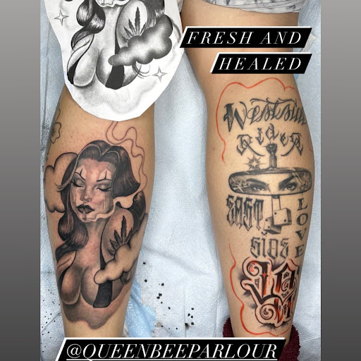 Explore chest and arm tattoo ideas, creative tattoo ideas in Marietta, available at The Queen Bee Tattoo and Piercing Parlour
